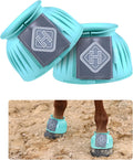 Harrison Howard Essential Rubber Bell Boots front view turquoise hoof protection