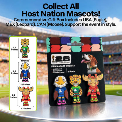Packaging of the officially licensed AFP Pet Products FIFA World Cup mascot three pack pet supporter gear.