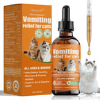 Qanoreth Cat Vomit Remedy front view bottle with dropper for feline digestive support
