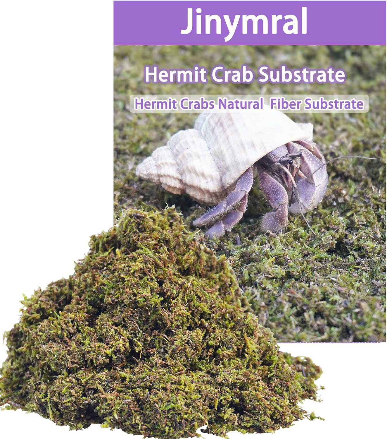 Jinymral hermit crabs substrate front view packaging of natural forest moss bedding