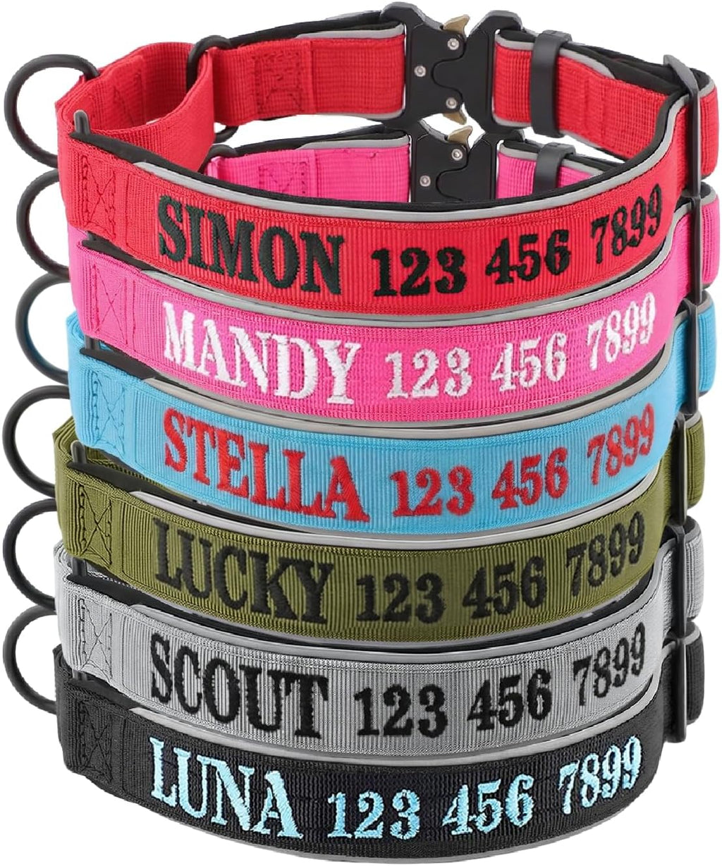 Indink personalized martingale dog collar front view with custom embroidery