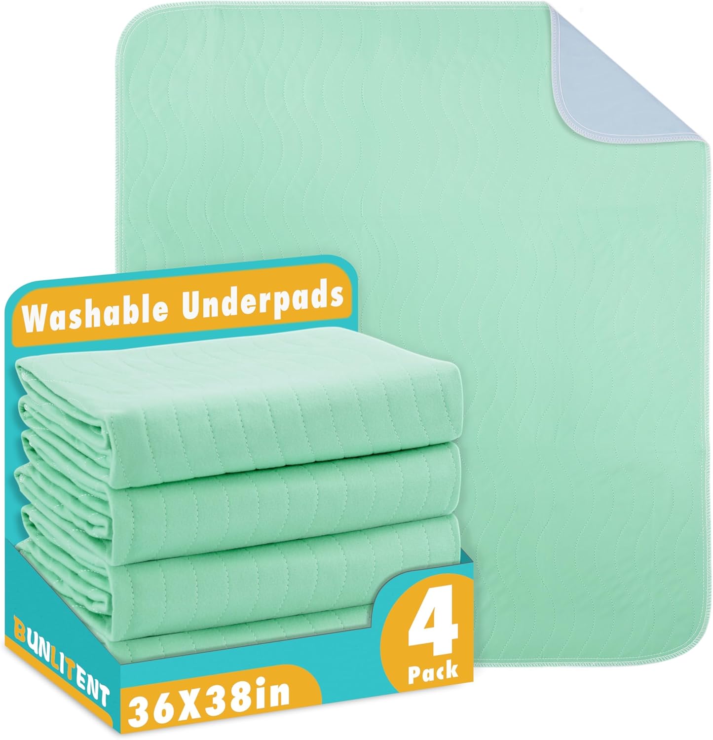 Bunlitent washable underpads 4 pack front view for incontinence