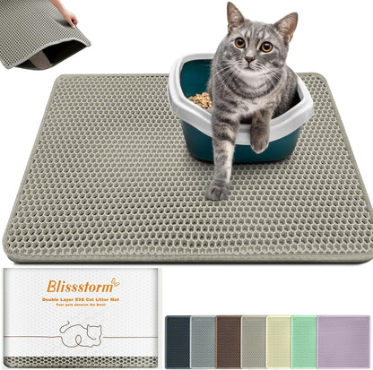 Extra Large Waterproof Cat Litter Mat - New 31x24 Inch Honeycomb Double Layer Traps Litter, Waterproof & Non-Slip Floor Protector, Easy Clean, Odor-Free, Purple - Image 9