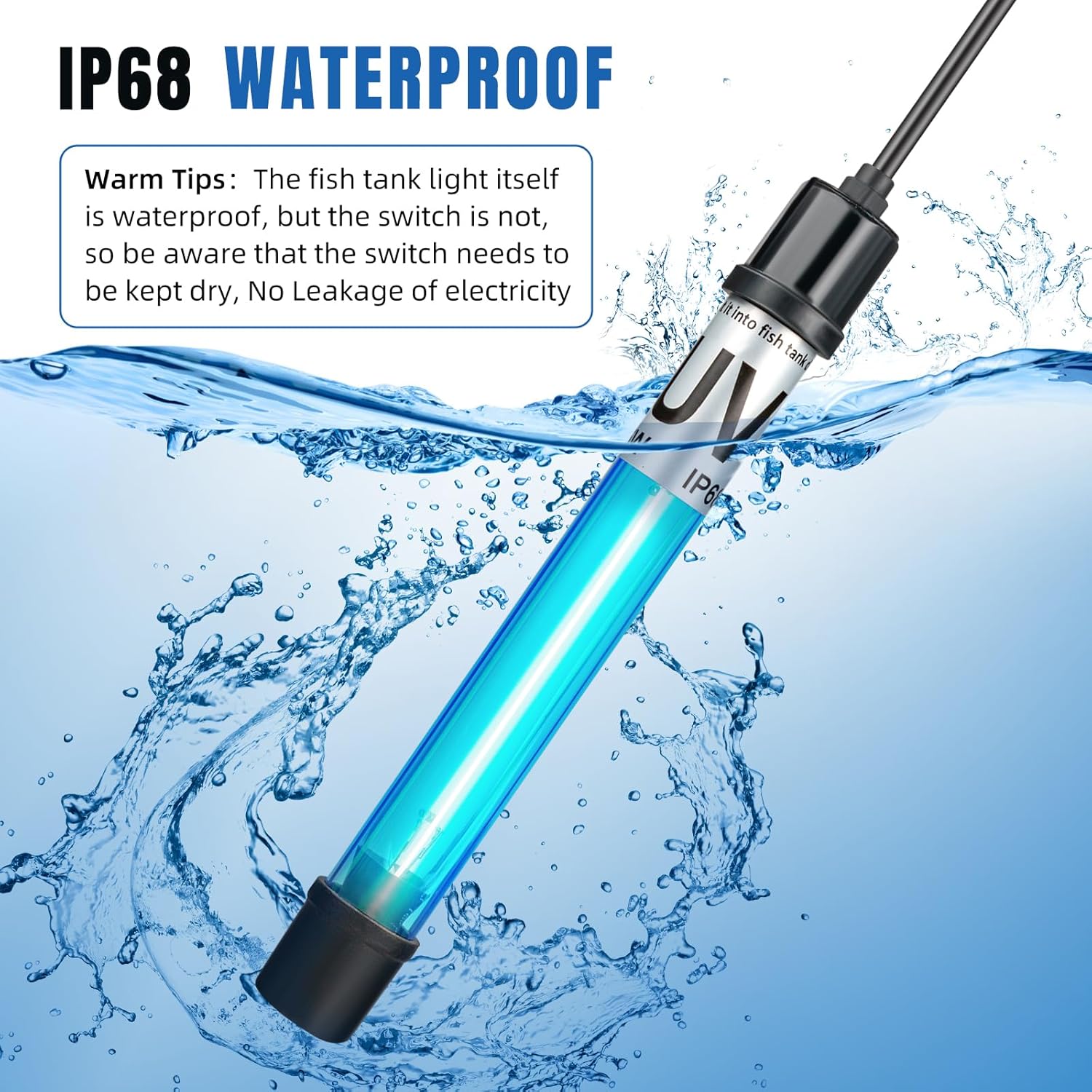 Instructions for safe placement of UV aquarium light