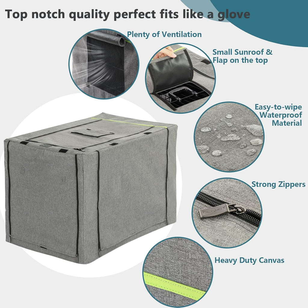 Petsfit 600D oxford cloth dog crate cover detachable back flap setup