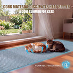 Cat stretching on cork scratch rug