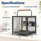 VIVOHOME 19 Inch Wrought Iron Travel Bird Cage for Cockatiel Parakeets - Image 7