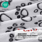 Luciphia fleece puppy blanket grey paw print design furniture protector