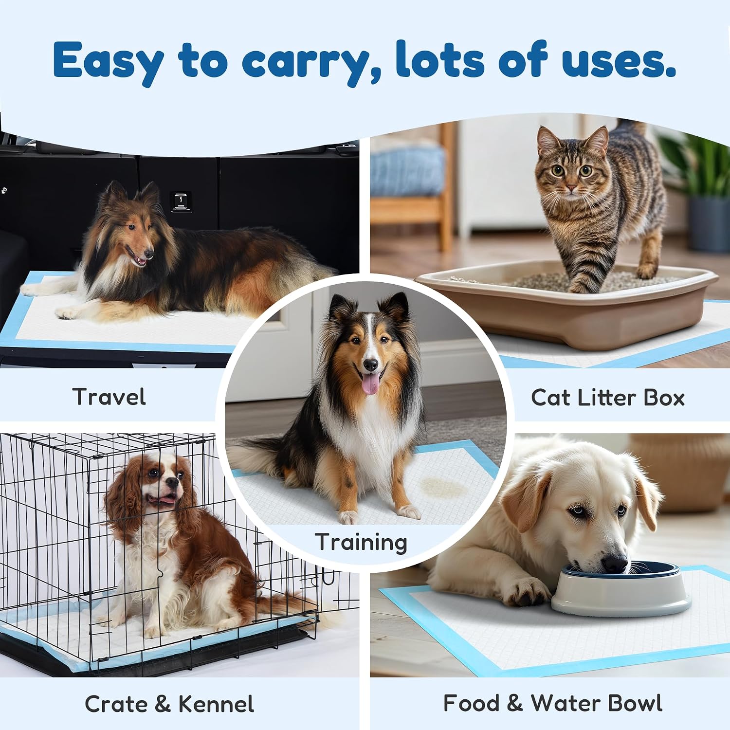Premium FluffyDream imported pet care puppy pad used inside a wire dog crate