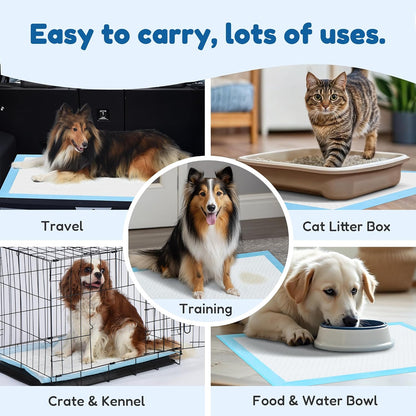 Premium FluffyDream imported pet care puppy pad used inside a wire dog crate