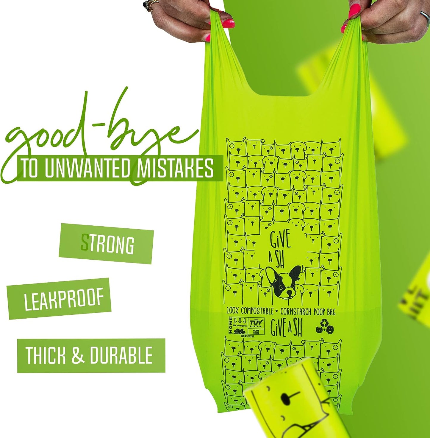 G.A.S zero waste recycled cardboard packaging with 20 poop bag rolls.