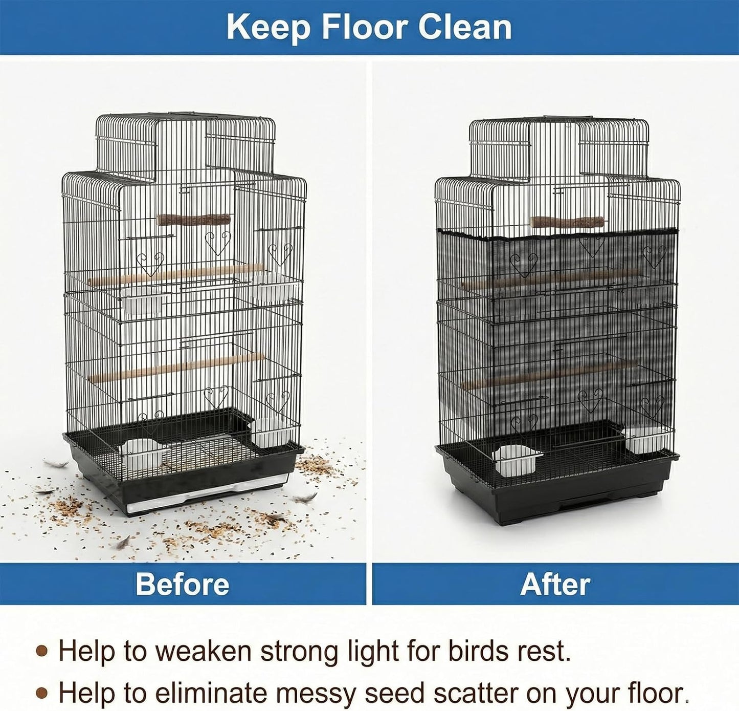 Premium black polyester mesh bird cage net material showing its breathable and transparent quality