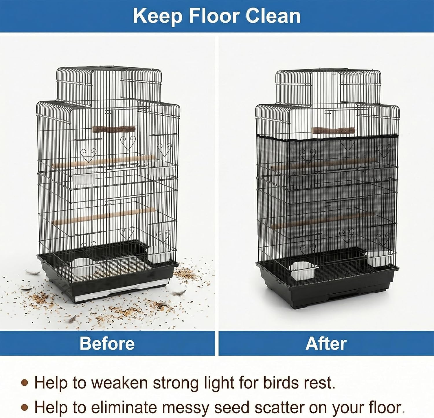 Premium black polyester mesh bird cage net material showing its breathable and transparent quality