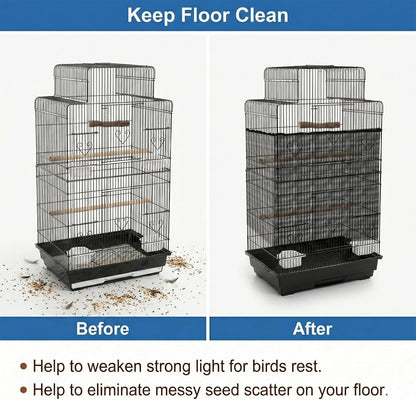 Premium black polyester mesh bird cage net material showing its breathable and transparent quality