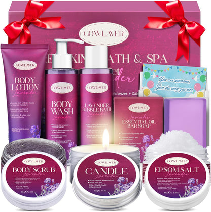 Gowlaver lavender spa gift basket front view