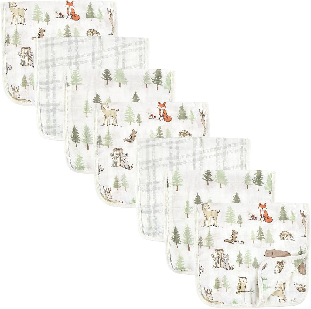 Hudson Baby muslin burp cloths 7 pack front view