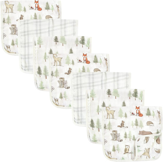 Hudson Baby muslin burp cloths 7 pack front view