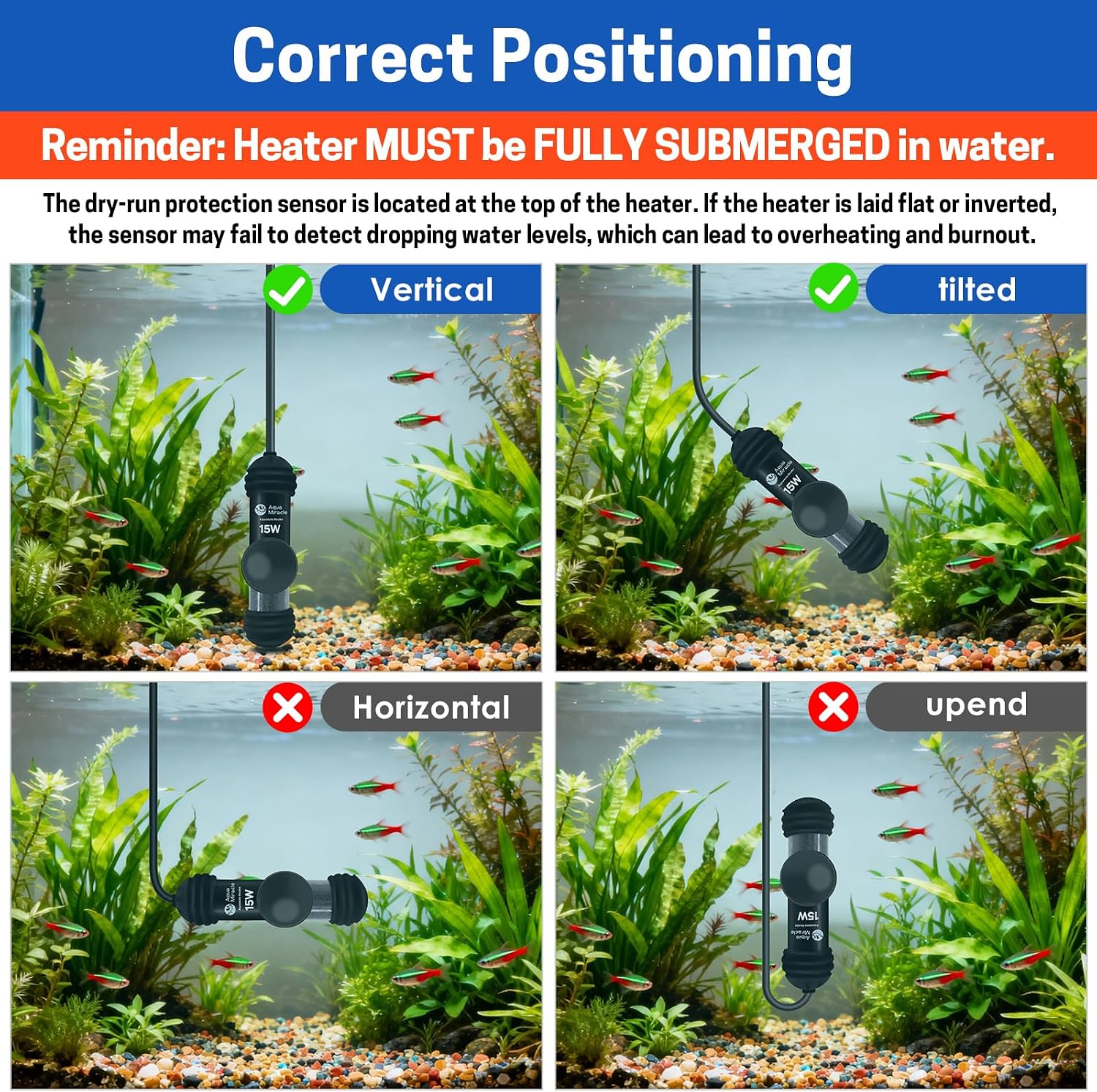 AquaMiracle aquarium heater components and packaging