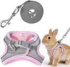Gtziqa Bunny Harness and Leash Set in pink color front view showing reflective safety vest