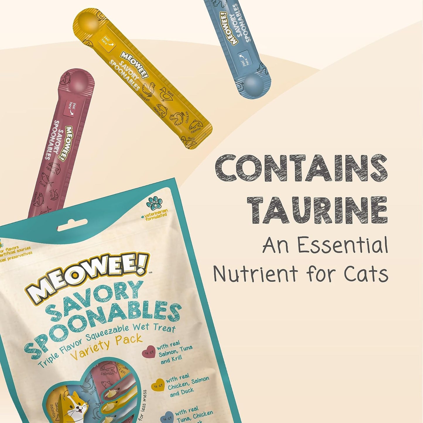 MEOWEE! Savory Spoonables Variety Pack, 12 Count Tube, Triple Flavor Squeezable Lickable Wet Treats for Cats with Built-in Spoon for Less Mess - Image 9