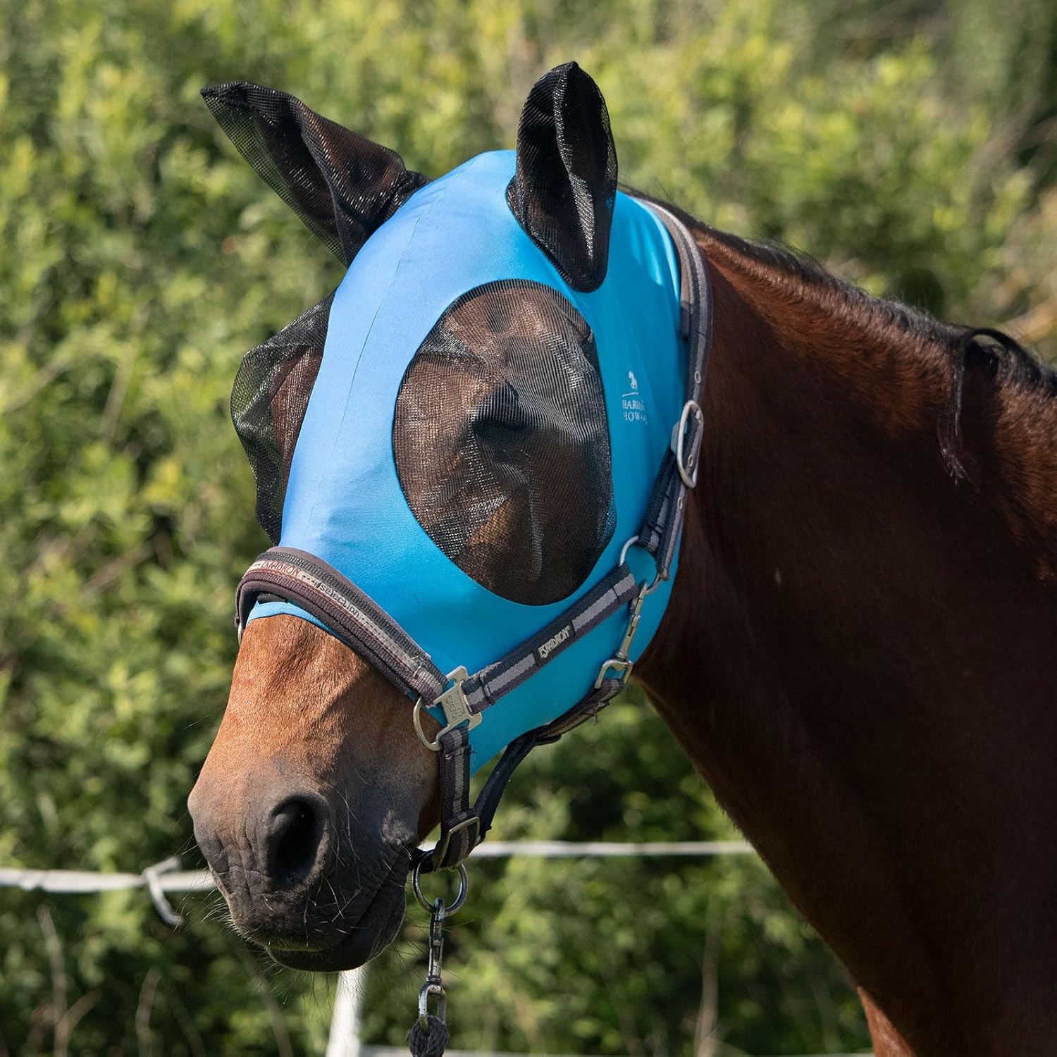 Harrison Howard Super Comfort Stretchy Fly Mask Large Eye Space with UV Protection Soft on Skin with Breathability Navy Blue L Full Size - Image 10