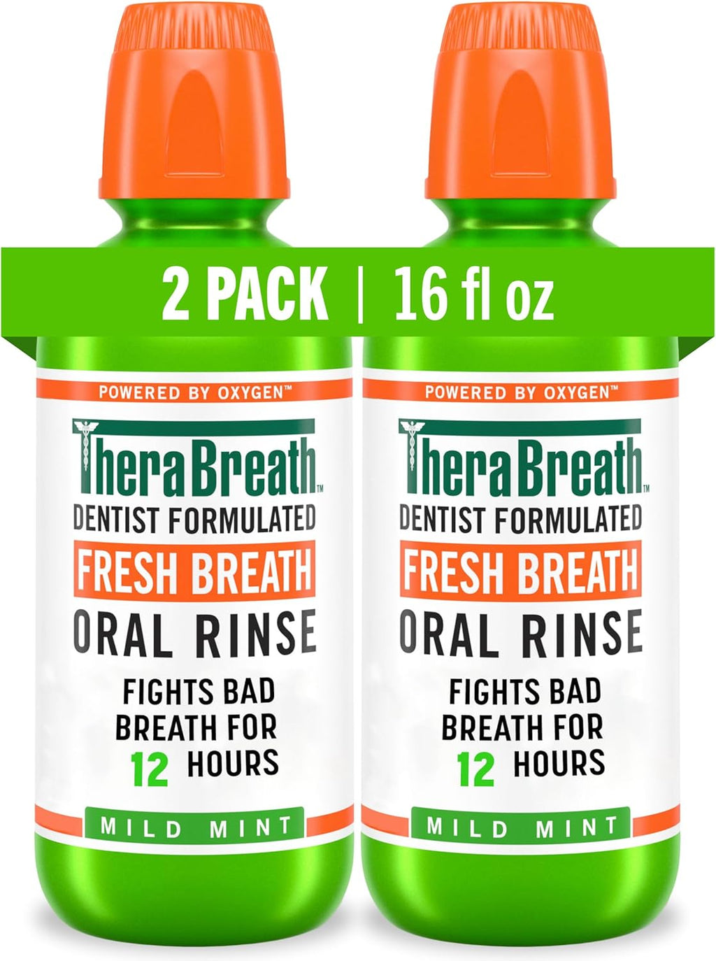 TheraBreath Dentist Formulated Fresh Breath Oral Rinse - Mild Mint Flavor, 16 Ounce (Pack of 2) - Image 1