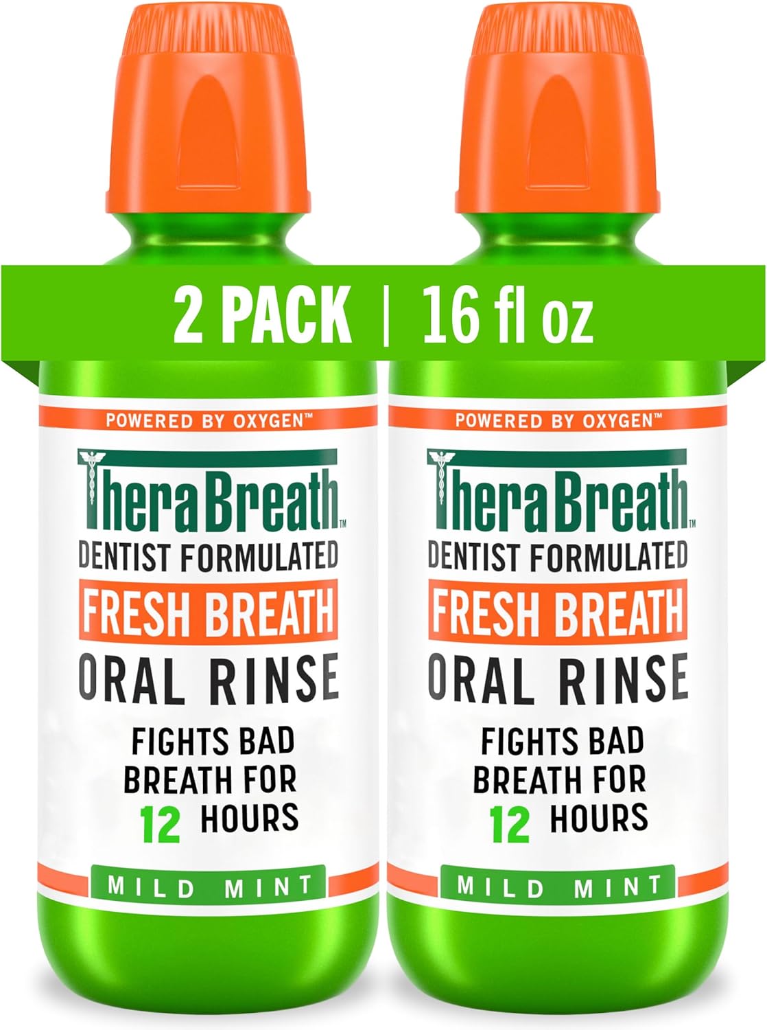 TheraBreath Dentist Formulated Fresh Breath Oral Rinse - Mild Mint Flavor, 16 Ounce (Pack of 2) - Image 1