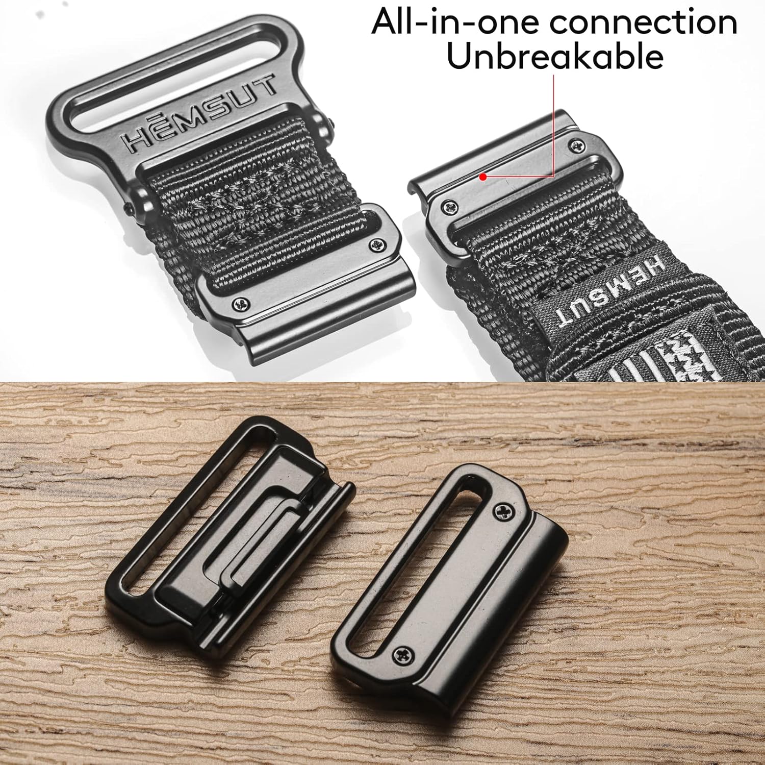 Hemsut H heavy duty replacement wristband black woven loop closure