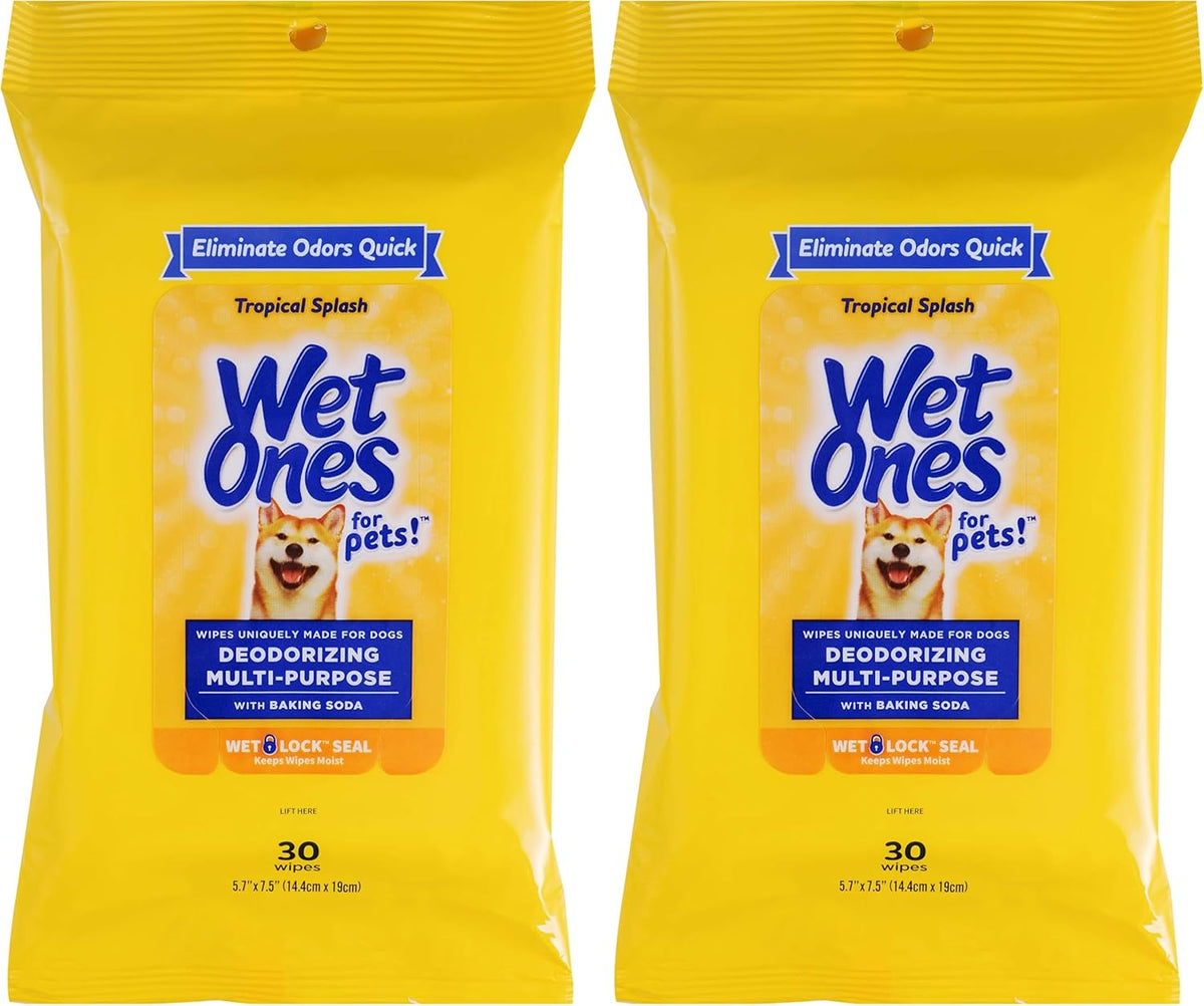 Wet Ones for Pets Deodorizing Dog Wipes with Baking Soda, Tropical Splash Scent - Multipurpose Deodorizing Pet Grooming Wipes in Resealable Canister, 50 Count - Image 9