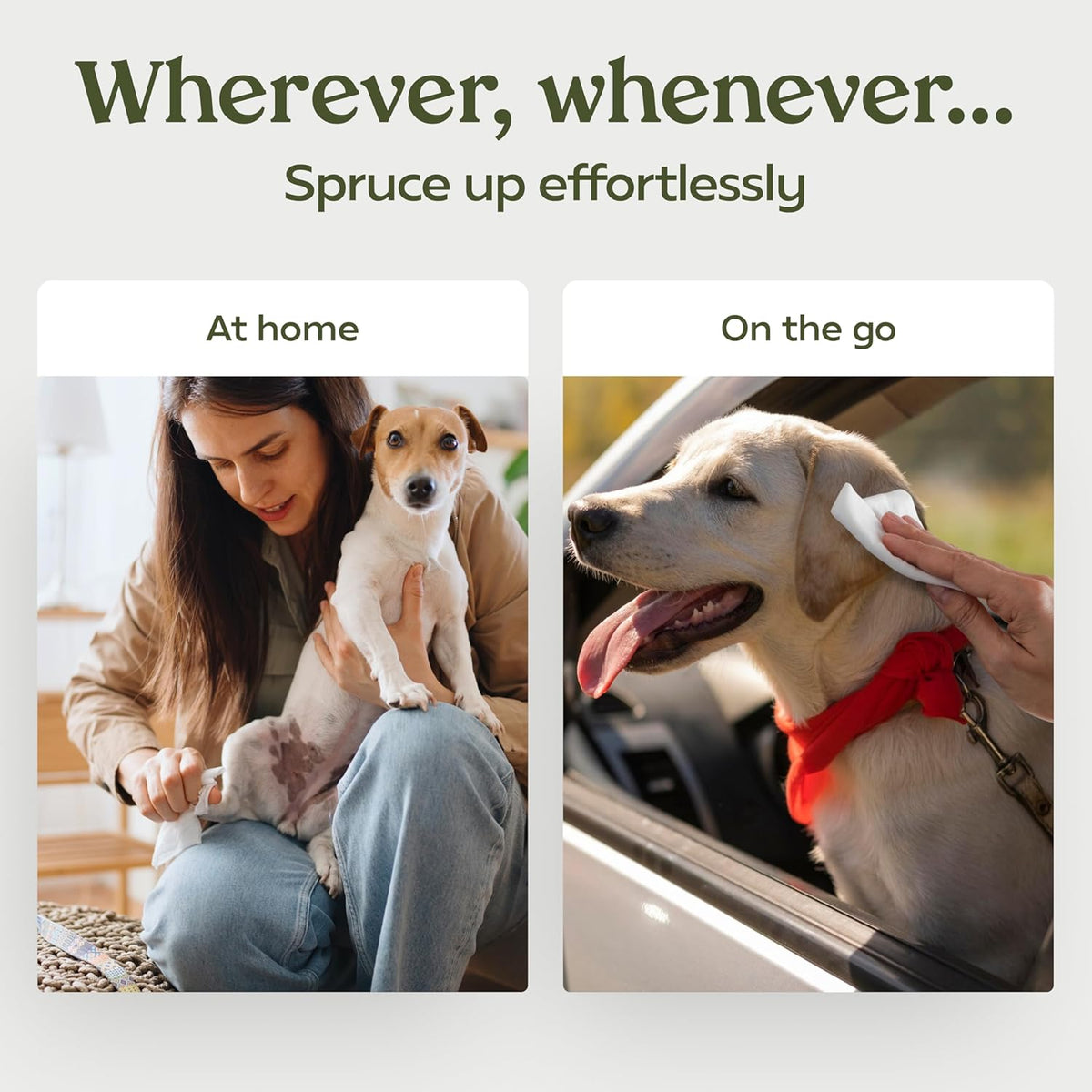 Thick moisture rich pet cleaning wipes for paws and butt.