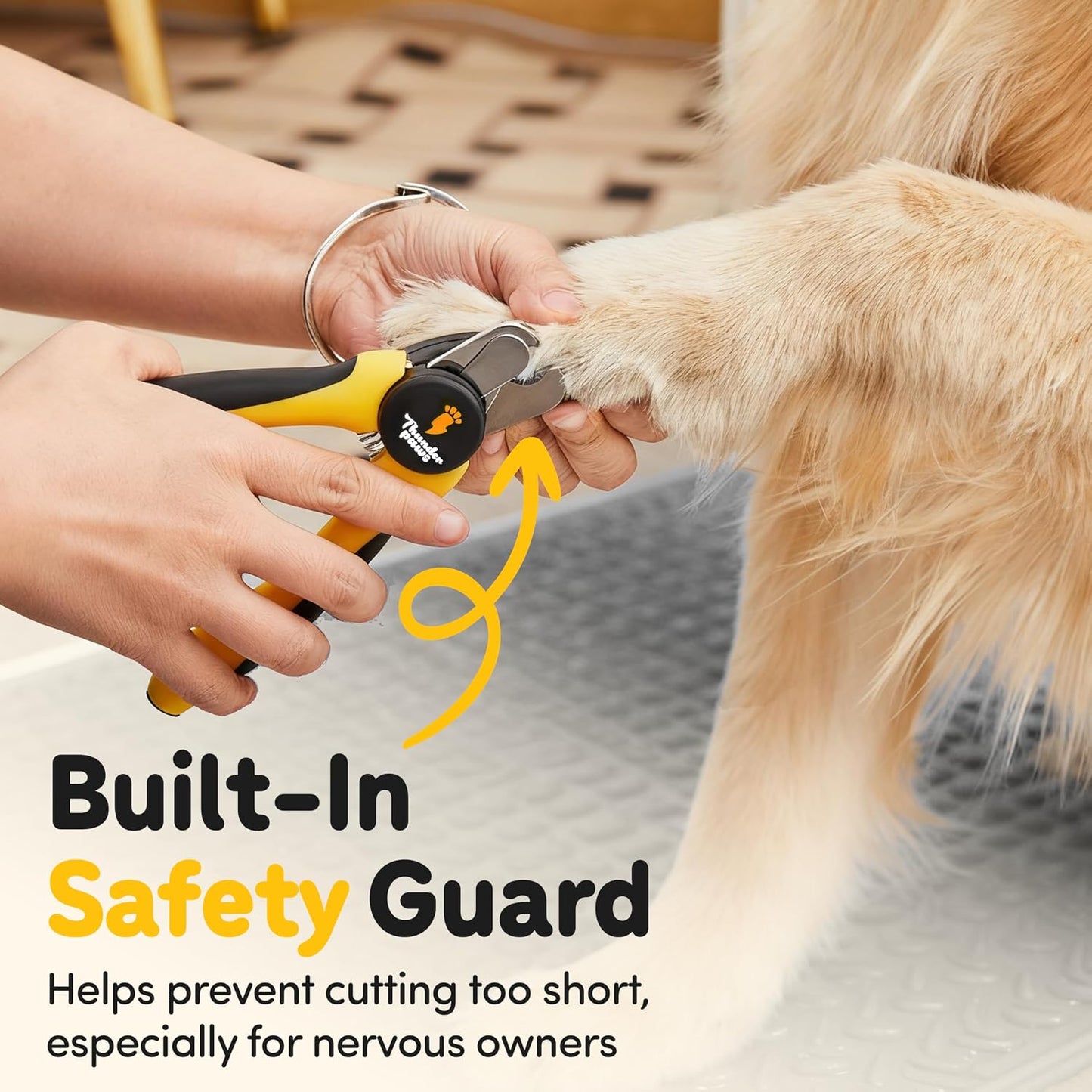 LED Dog Nail Clippers with Light, Trimmers with Protective Guard, Quick Sensor, Safety Lock and Nail File - Suitable for Large and Small Dogs & Cats (Yellow, LED) - Image 6