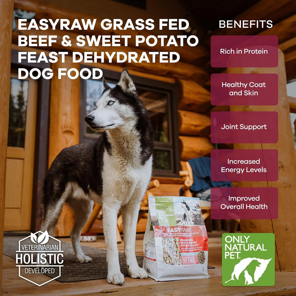 Only Natural Pet EasyRaw grain free paleo friendly dog food bag back label instructions