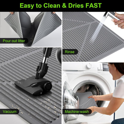 Anti slip backing on the underside of the Mofason kitty litter box mat