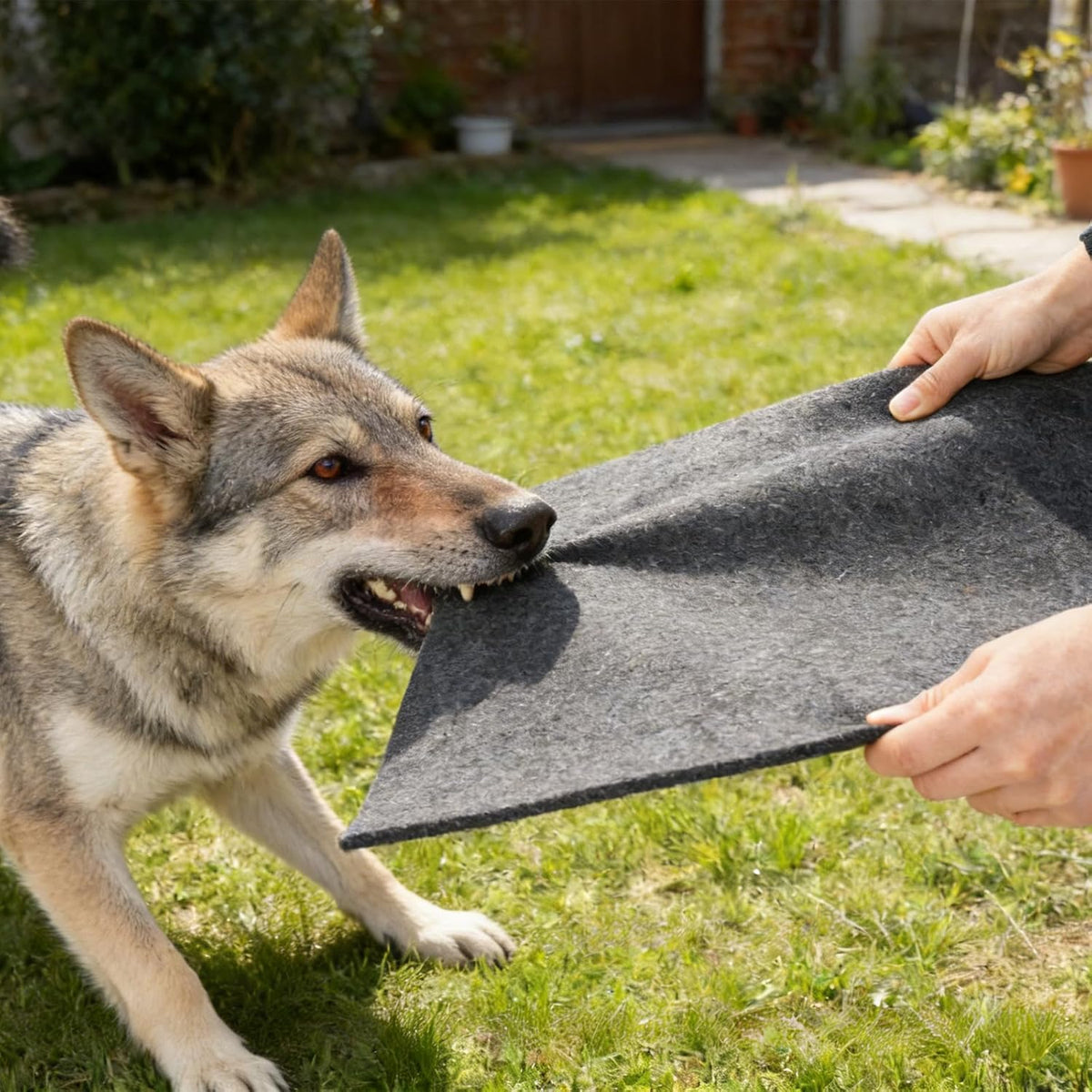 Side profile of tear-resistant kennel mat showing low-profile design