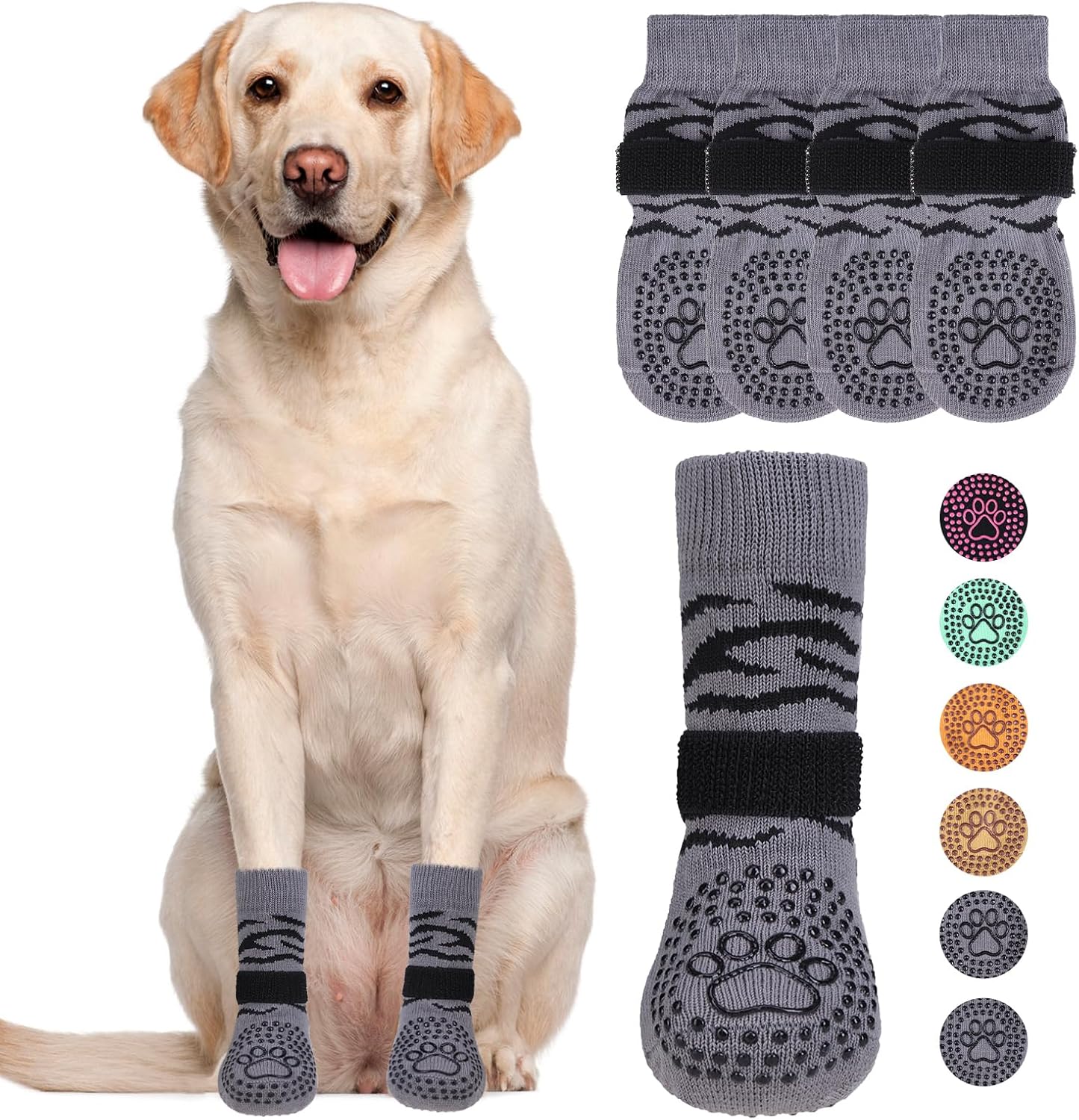 KOOLTAIL Dog Socks Shoes for Hot Pavement to Prevent Licking Paws, Winter Dog Boots&Paw Protector for Hardwood Floors Anti Slip,Traction Control Grip Booties for Small Medium Large Senior Dogs,Black M - Image 11