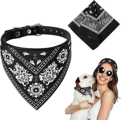Chicingyou adjustable small dog collar with integrated triangle neckerchief scarf