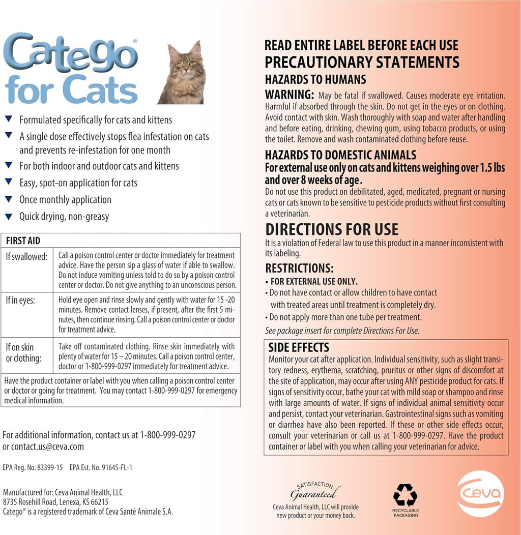 Catego monthly topical spot on treatment for cats over one point five pounds