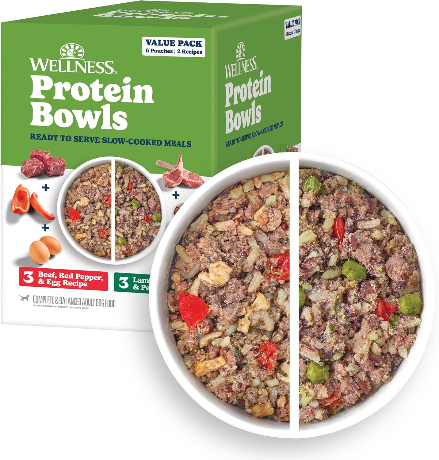 Wellness Protein Bowls Variety Pack Adult Wet Dog Food, Fresh Alternative, Wholesome Grains, Natural, Chicken Recipes, 6.2 oz, Pack of 6 Pouches - Image 15