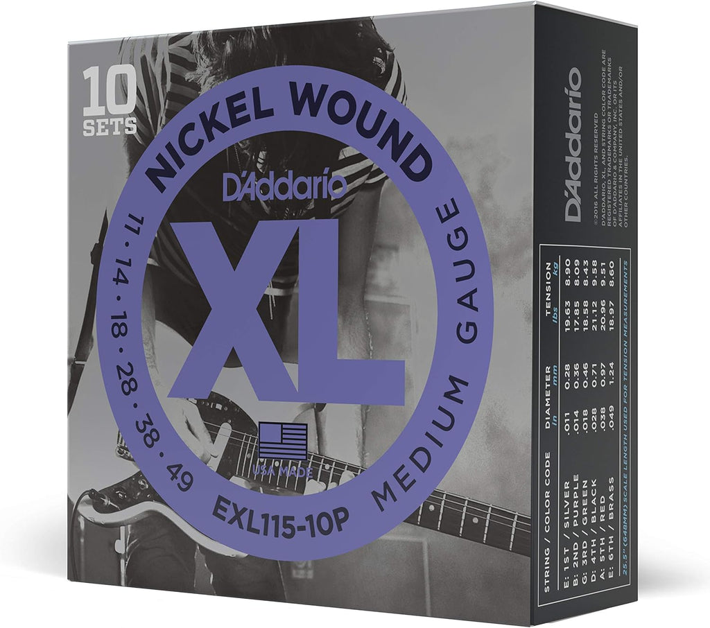 D'Addario EXL125-3D Nickel Wound Electric Guitar Strings, Super Light Top/Regular Bottom, 9-46, 3 Sets - Image 9