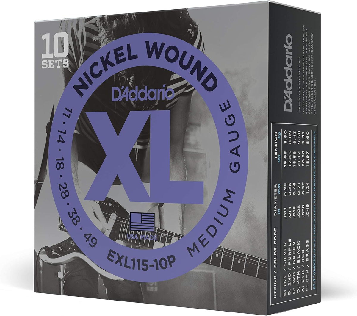 D'Addario EXL125-3D Nickel Wound Electric Guitar Strings, Super Light Top/Regular Bottom, 9-46, 3 Sets - Image 9