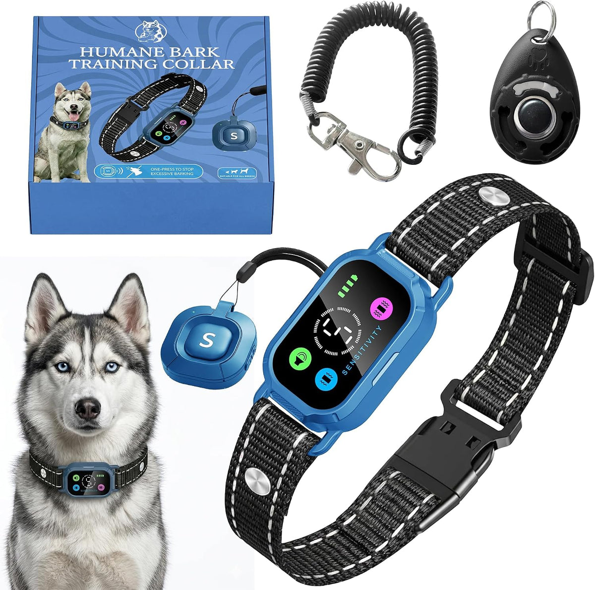 Uberdawgz 2-in-1 smart dog bark collar front view