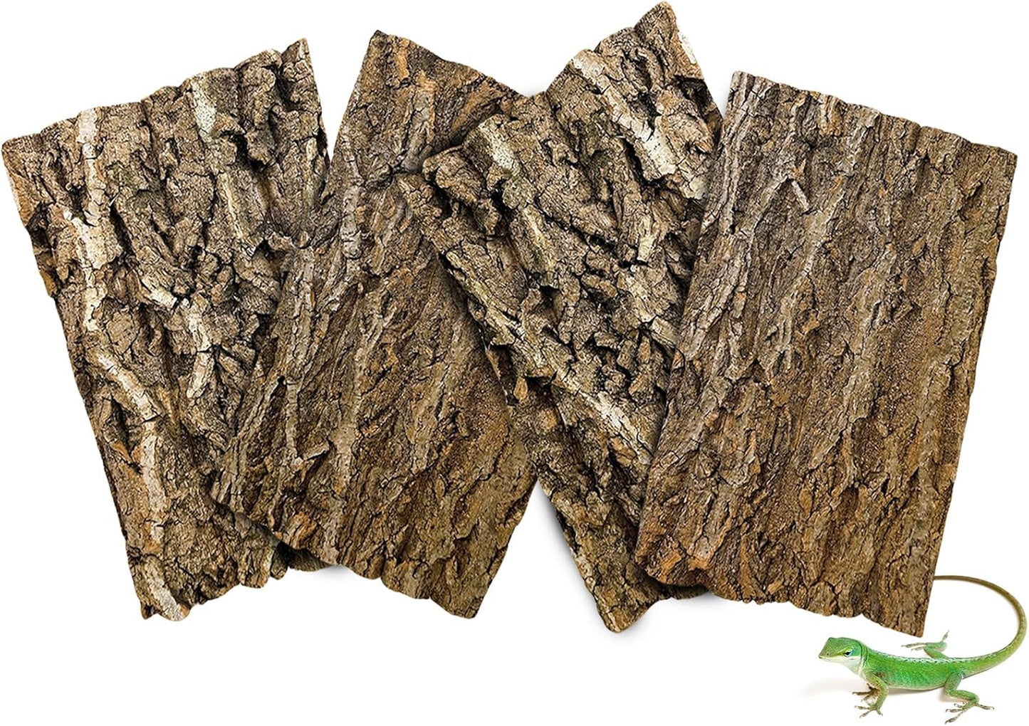 BNOSDM 4 Piece Reptile Cork Bark Terrarium Background front view showing natural wood texture.