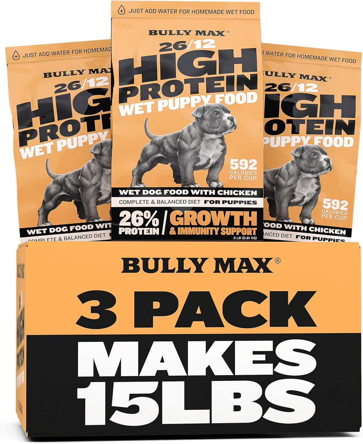 Bully Max Wet Puppy Food - Instant Fresh Dehydrated High Protein Soft Dog Food with Chicken - Healthy Growth for Small & Large Breed Puppies - 2 Dry Dog Food Pounds (Makes 5.5 lbs. of Wet Food) - Image 11