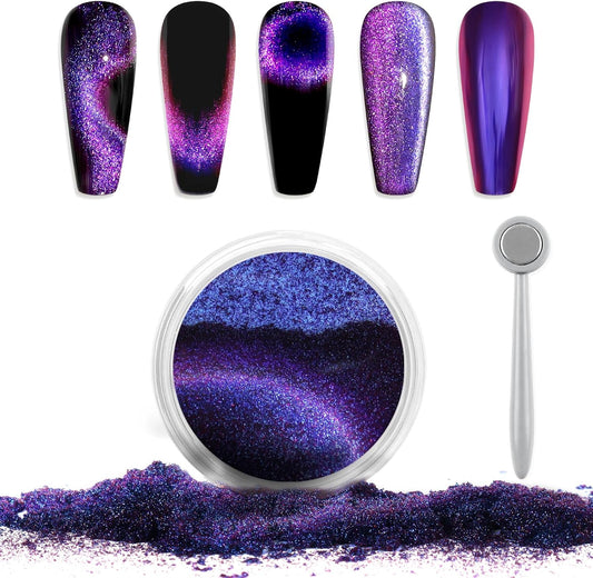 Laza cat eye chrome nail powder jar front view