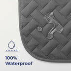Reversible pet furniture protector showing dark grey and light grey sides.
