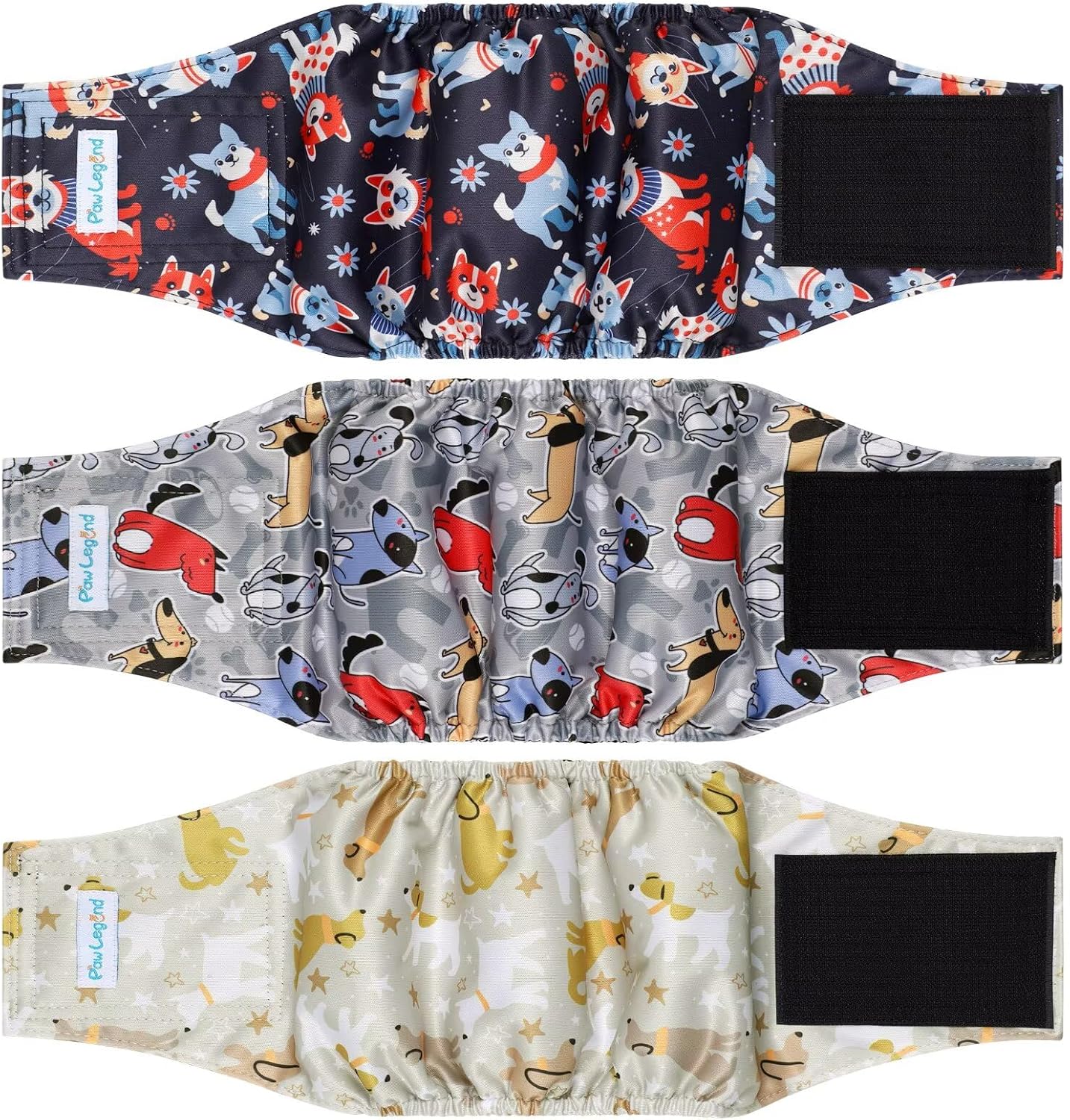 Paw Legend Washable Dog Belly Band Wrap Diapers for Male Dog | High Absorbing Puppy & Doggy Diapers Male (3 Pack,Army,Grey,Navy,Small) - Image 12