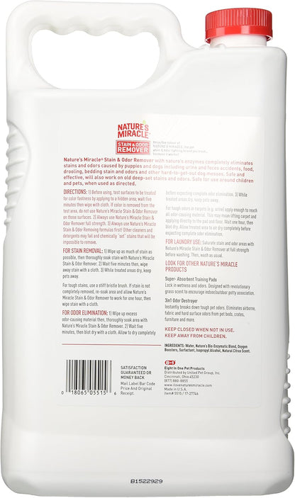Nature's Miracle enzyme pet cleaner packaging back view showing directions and usage