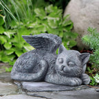 MRTDGCFY angel cat sculpture with forever loved engraving details.