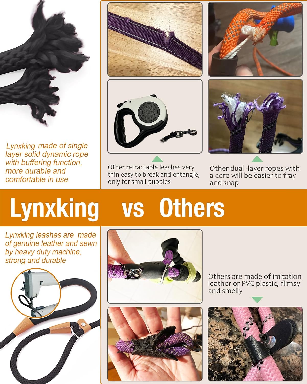 Lynxking no pull dog training slip lead comfortable padded handle detail