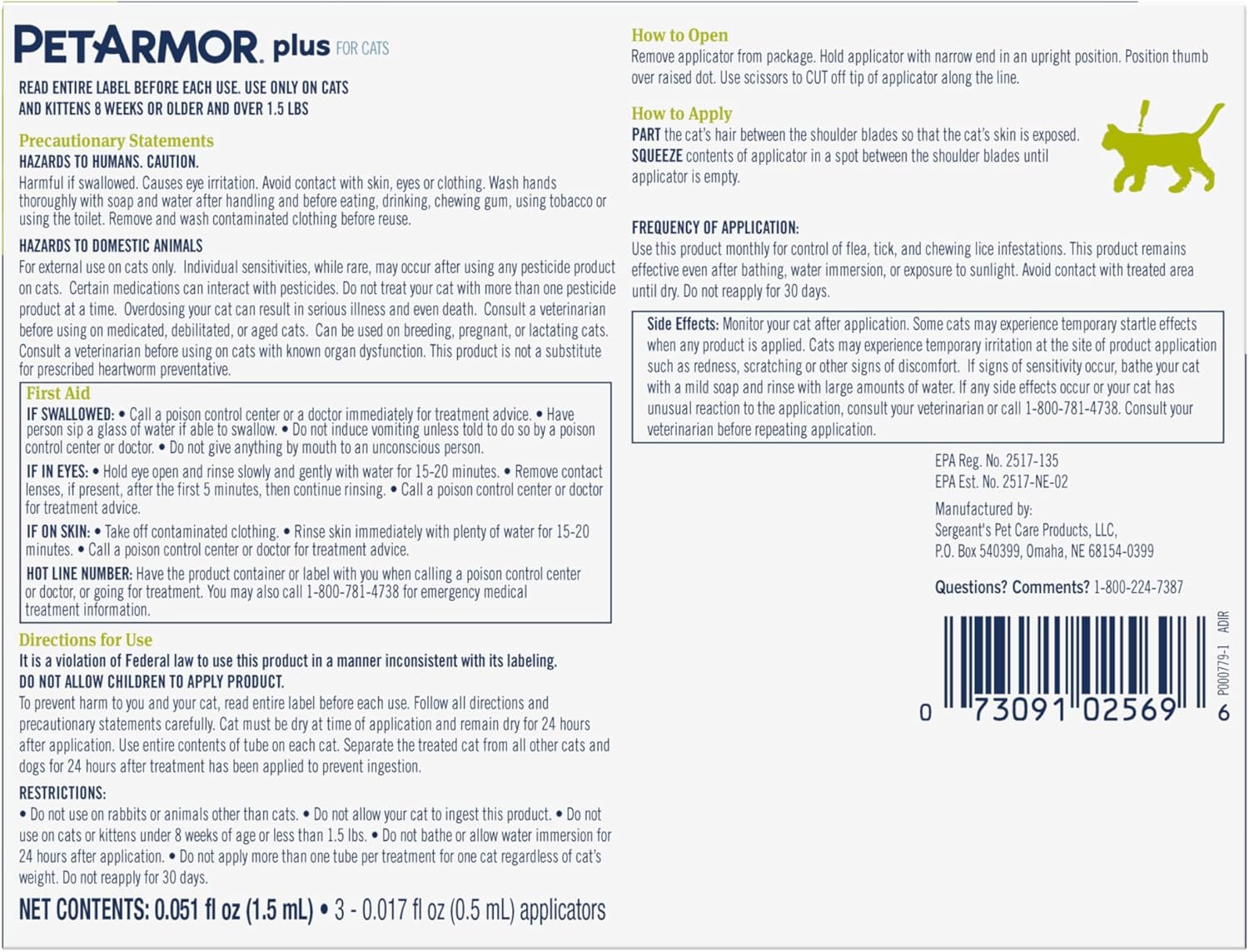 PetArmor Plus Flea and Tick Prevention for Cats over 1.5 lbs, Cat Flea and Tick Treatment, 1 Dose, Waterproof Topical, Fast Acting - Image 9